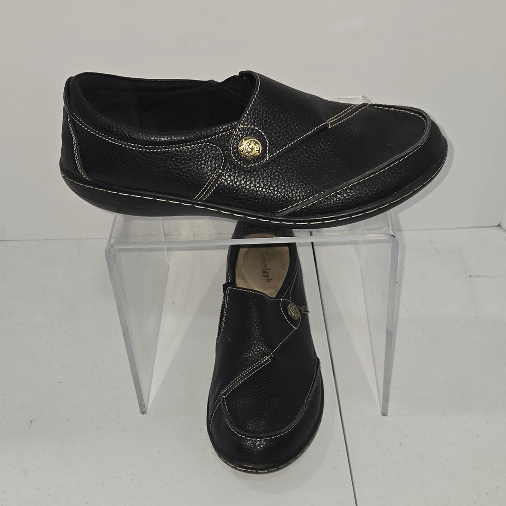 Goeleph Womens Loafers Size 11 Black Faux Leather Slip On Comfort Shoes AC910